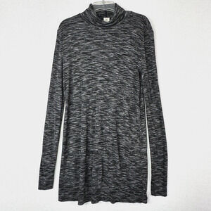 We The Free Stone Cold Split Back Long Sleeve Turtleneck Tunic Top Black Gray S